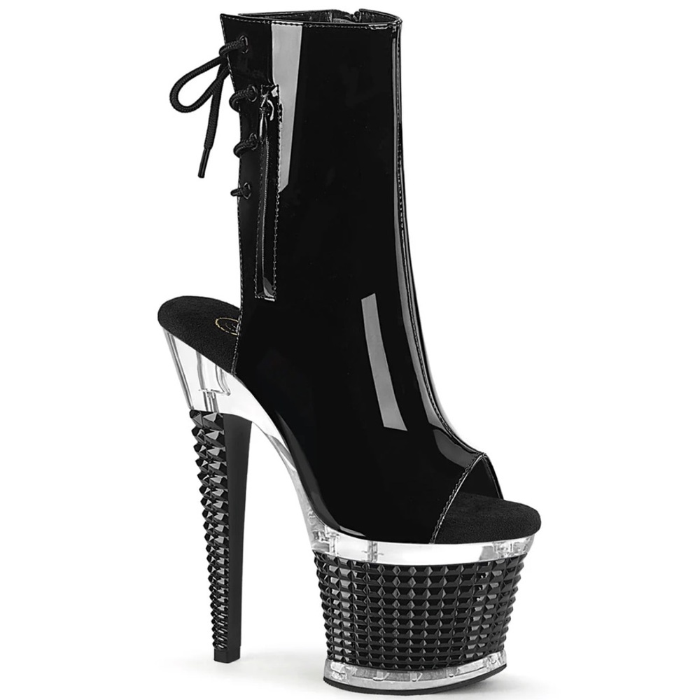 Pleasers Pole Dance Boot Spectator 1018 Black Patent Size 9 NWB